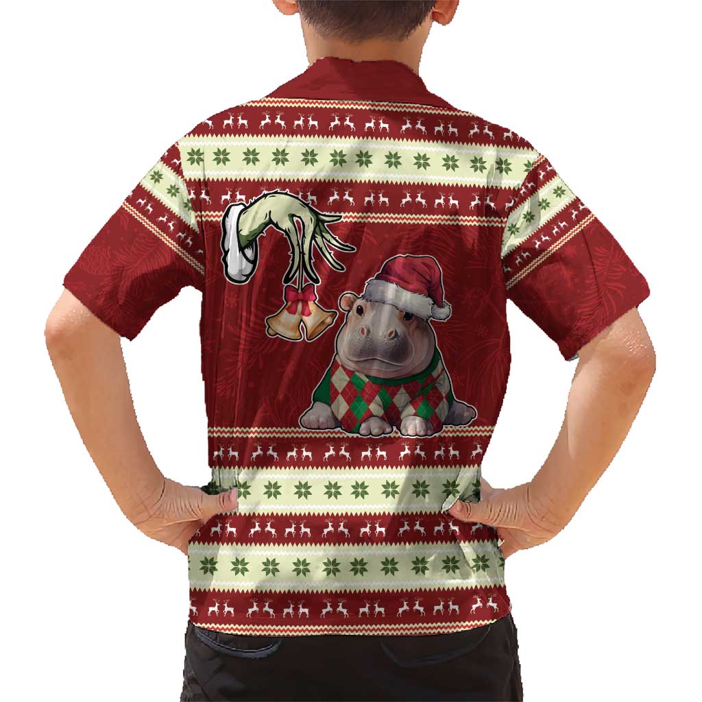 Moo Deng Moo-Ry Christmas Family Matching Short Sleeve Bodycon Dress and Hawaiian Shirt Santa Baby Pygmy Hippo - Wonder Print Shop