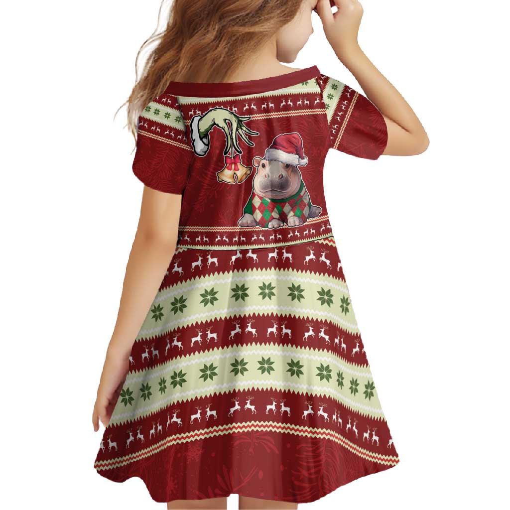 Moo Deng Moo-Ry Christmas Family Matching Short Sleeve Bodycon Dress and Hawaiian Shirt Santa Baby Pygmy Hippo - Wonder Print Shop