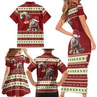 Moo Deng Moo-Ry Christmas Family Matching Short Sleeve Bodycon Dress and Hawaiian Shirt Santa Baby Pygmy Hippo - Wonder Print Shop
