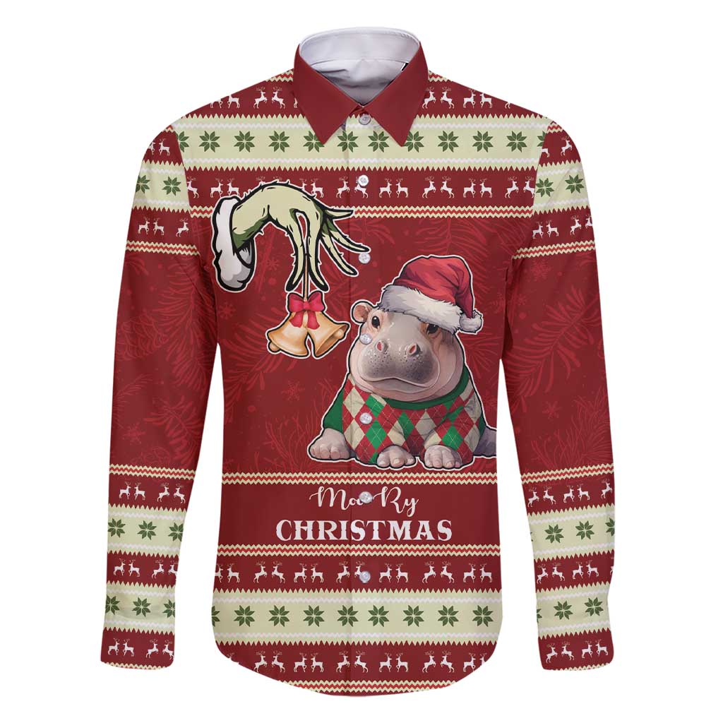 Moo Deng Moo-Ry Christmas Family Matching Short Sleeve Bodycon Dress and Hawaiian Shirt Santa Baby Pygmy Hippo - Wonder Print Shop