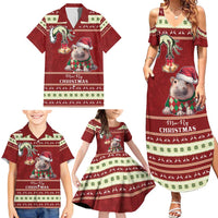 Moo Deng Moo-Ry Christmas Family Matching Summer Maxi Dress and Hawaiian Shirt Santa Baby Pygmy Hippo - Wonder Print Shop