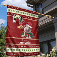 Moo Deng Moo-Ry Christmas Garden Flag Santa Baby Pygmy Hippo - Wonder Print Shop
