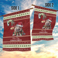 Moo Deng Moo-Ry Christmas Garden Flag Santa Baby Pygmy Hippo - Wonder Print Shop