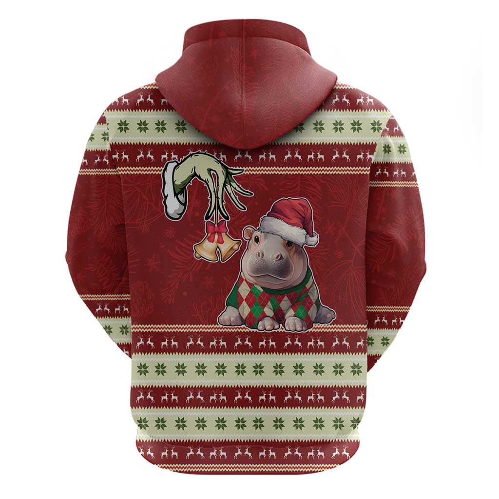 Moo Deng Moo-Ry Christmas Hoodie Santa Baby Pygmy Hippo - Wonder Print Shop