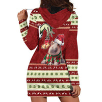 Moo Deng Moo-Ry Christmas Hoodie Dress Santa Baby Pygmy Hippo - Wonder Print Shop