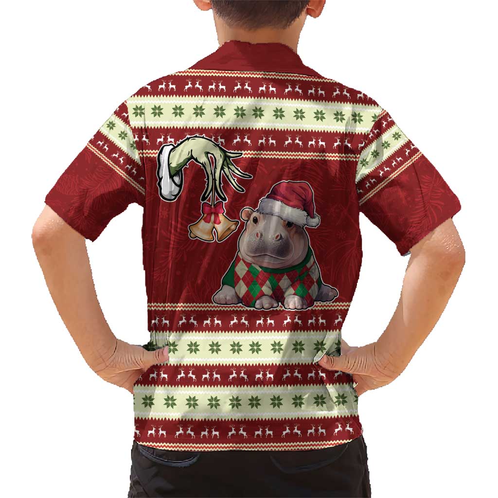 Moo Deng Moo-Ry Christmas Kid Hawaiian Shirt Santa Baby Pygmy Hippo - Wonder Print Shop