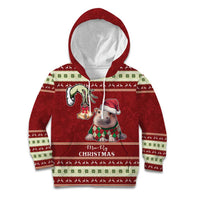 Moo Deng Moo-Ry Christmas Kid Hoodie Santa Baby Pygmy Hippo - Wonder Print Shop