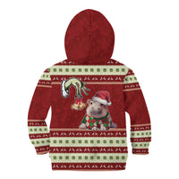 Moo Deng Moo-Ry Christmas Kid Hoodie Santa Baby Pygmy Hippo - Wonder Print Shop