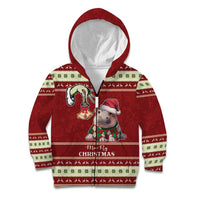 Moo Deng Moo-Ry Christmas Kid Hoodie Santa Baby Pygmy Hippo - Wonder Print Shop