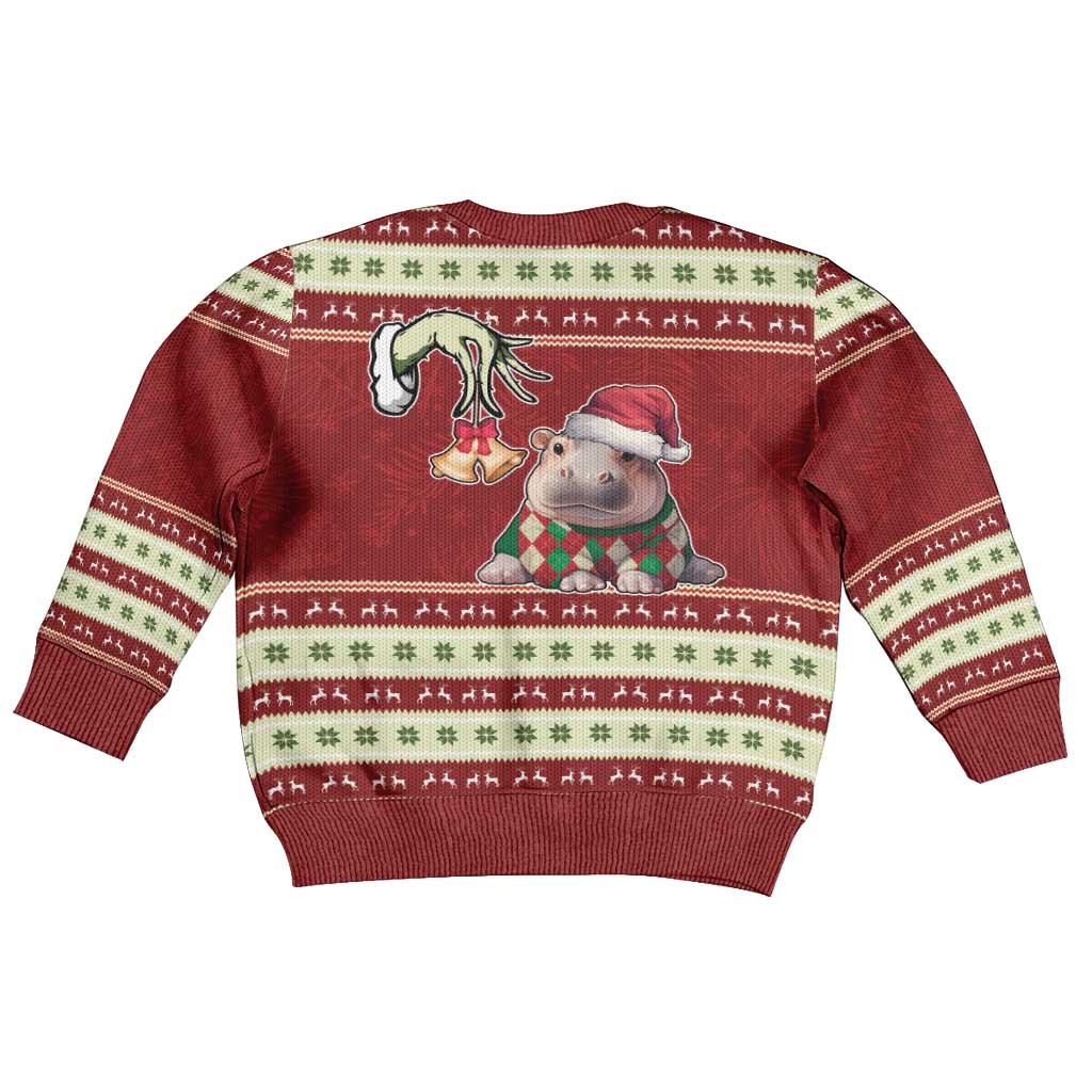 Moo Deng Moo-Ry Christmas Kid Ugly Christmas Sweater Santa Baby Pygmy Hippo - Wonder Print Shop