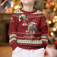 Moo Deng Moo-Ry Christmas Kid Ugly Christmas Sweater Santa Baby Pygmy Hippo - Wonder Print Shop