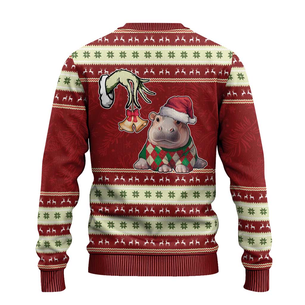 Moo Deng Moo-Ry Christmas Ugly Christmas Sweater Santa Baby Pygmy Hippo - Wonder Print Shop