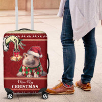Moo Deng Moo-Ry Christmas Luggage Cover Santa Baby Pygmy Hippo - Wonder Print Shop