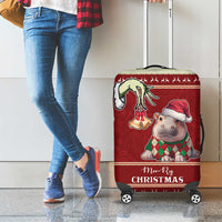 Moo Deng Moo-Ry Christmas Luggage Cover Santa Baby Pygmy Hippo - Wonder Print Shop