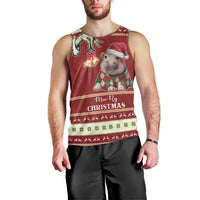 Moo Deng Moo-Ry Christmas Men Tank Top Santa Baby Pygmy Hippo - Wonder Print Shop