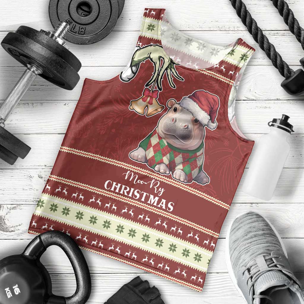 Moo Deng Moo-Ry Christmas Men Tank Top Santa Baby Pygmy Hippo - Wonder Print Shop