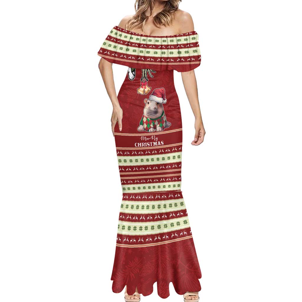 Moo Deng Moo-Ry Christmas Mermaid Dress Santa Baby Pygmy Hippo - Wonder Print Shop