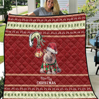 Moo Deng Moo-Ry Christmas Quilt Santa Baby Pygmy Hippo - Wonder Print Shop