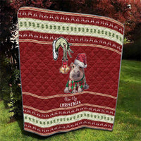 Moo Deng Moo-Ry Christmas Quilt Santa Baby Pygmy Hippo - Wonder Print Shop