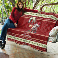 Moo Deng Moo-Ry Christmas Quilt Santa Baby Pygmy Hippo - Wonder Print Shop
