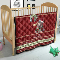 Moo Deng Moo-Ry Christmas Quilt Santa Baby Pygmy Hippo - Wonder Print Shop