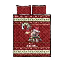 Moo Deng Moo-Ry Christmas Quilt Bed Set Santa Baby Pygmy Hippo - Wonder Print Shop
