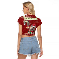 Moo Deng Moo-Ry Christmas Raglan Cropped T Shirt Santa Baby Pygmy Hippo - Wonder Print Shop