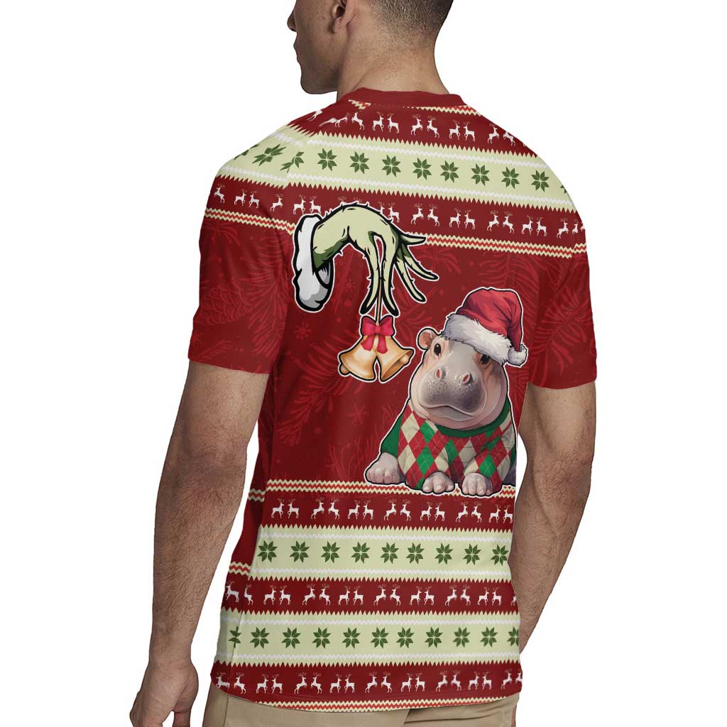 Moo Deng Moo-Ry Christmas Rugby Jersey Santa Baby Pygmy Hippo - Wonder Print Shop