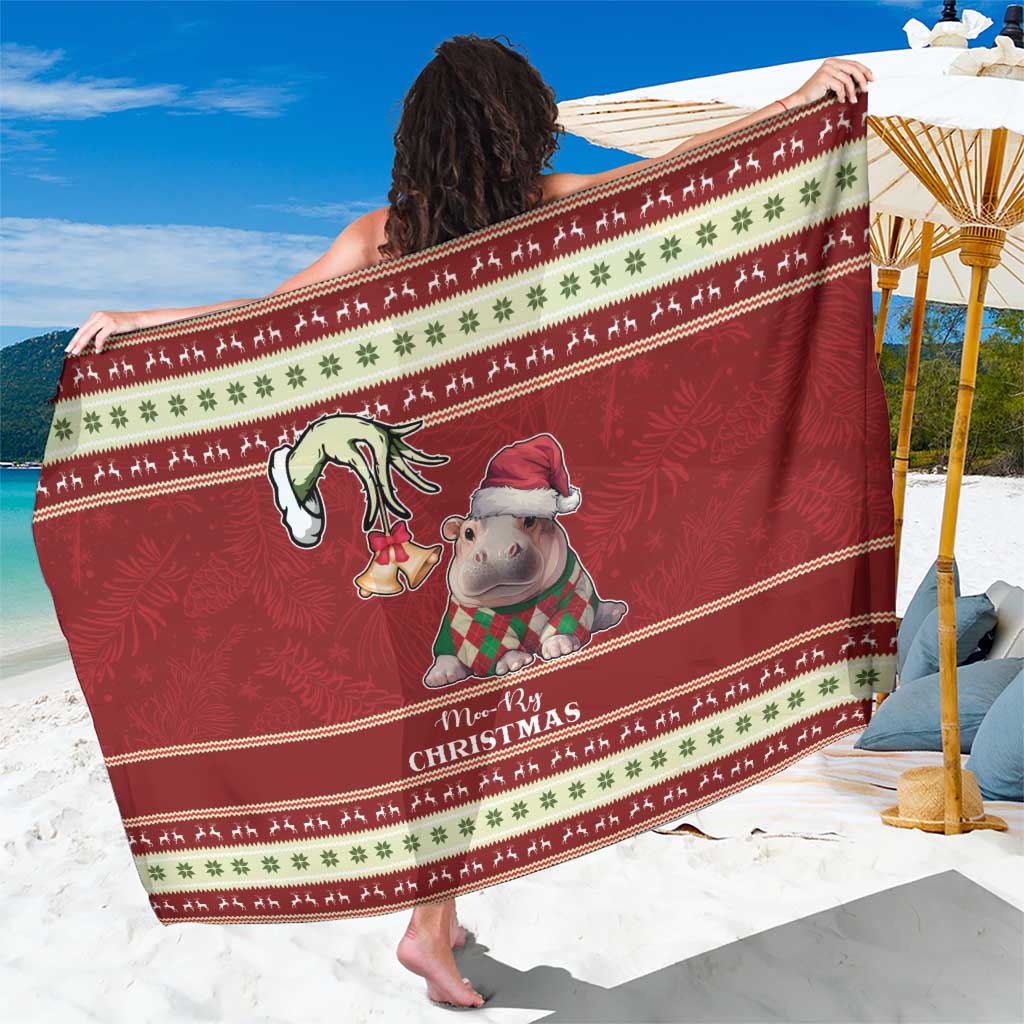 Moo Deng Moo-Ry Christmas Sarong Santa Baby Pygmy Hippo - Wonder Print Shop