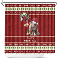 Moo Deng Moo-Ry Christmas Shower Curtain Santa Baby Pygmy Hippo