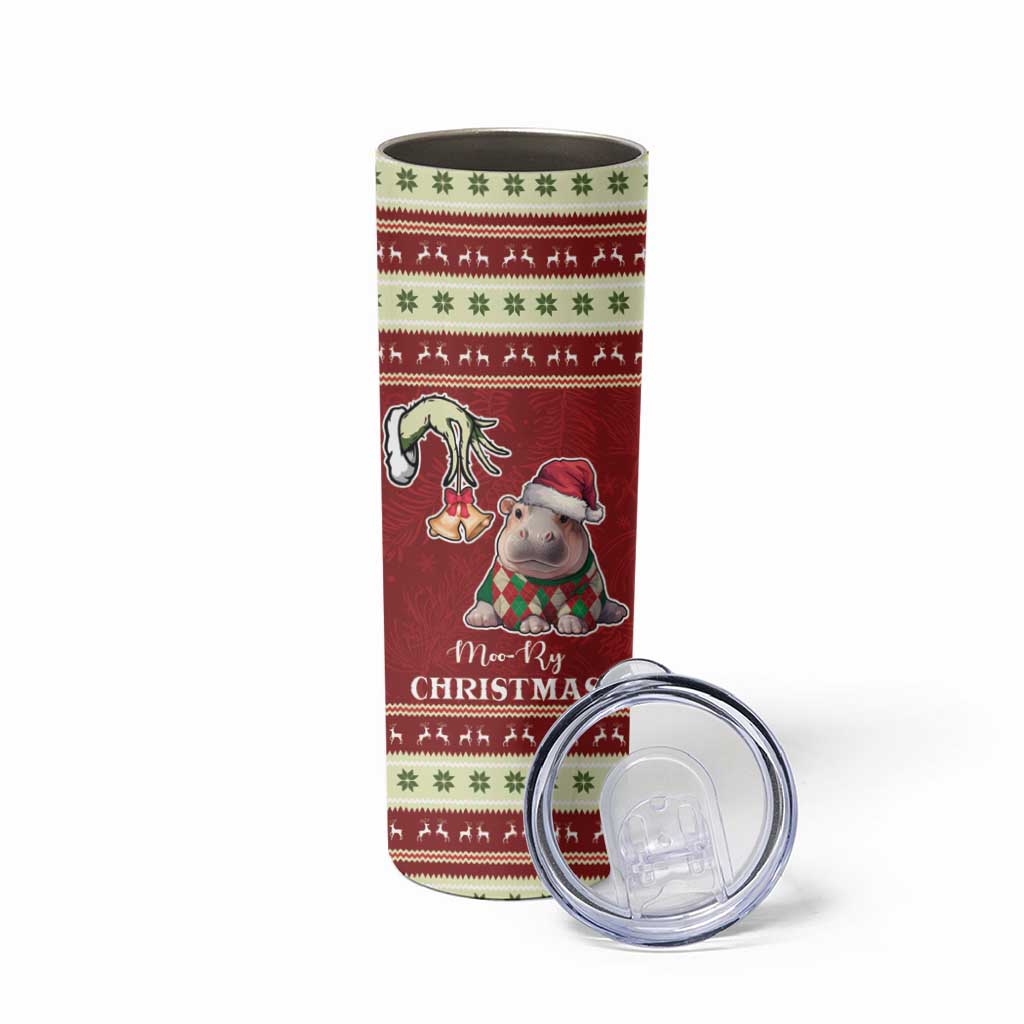 Moo Deng Moo-Ry Christmas Skinny Tumbler Santa Baby Pygmy Hippo - Wonder Print Shop