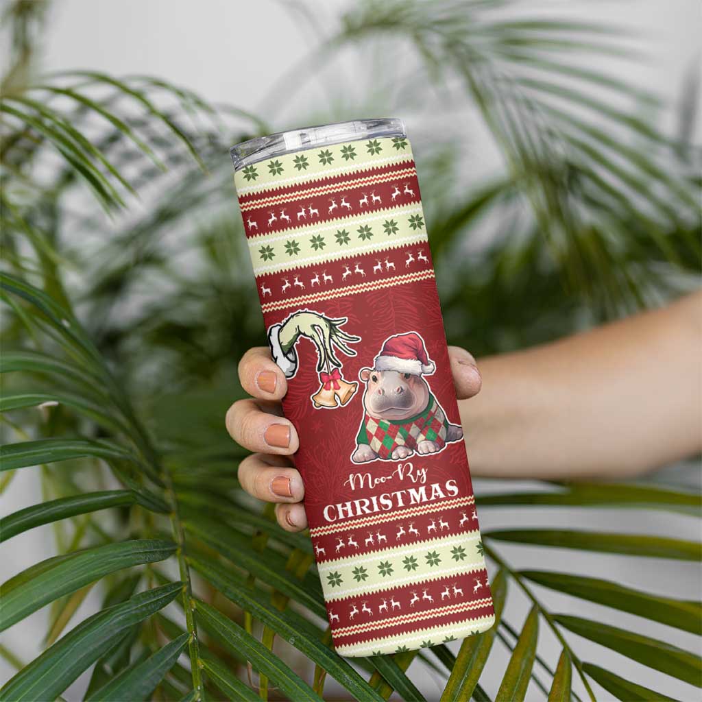 Moo Deng Moo-Ry Christmas Skinny Tumbler Santa Baby Pygmy Hippo - Wonder Print Shop