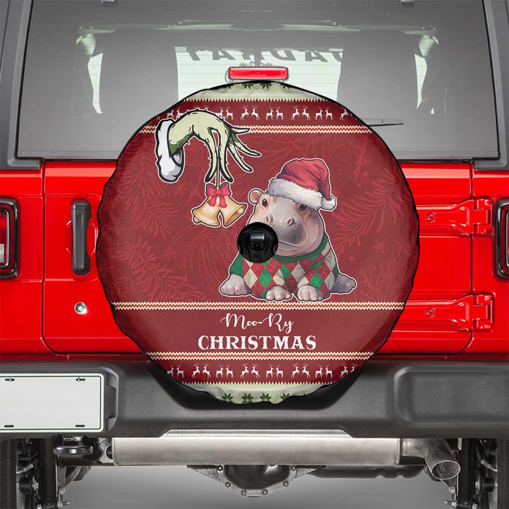 Moo Deng Moo-Ry Christmas Spare Tire Cover Santa Baby Pygmy Hippo - Wonder Print Shop
