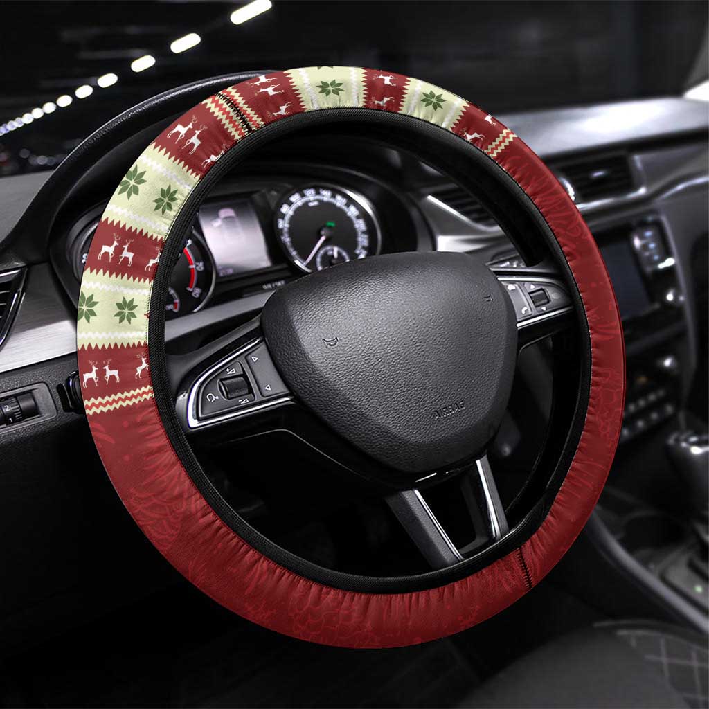 Moo Deng Moo-Ry Christmas Steering Wheel Cover Santa Baby Pygmy Hippo - Wonder Print Shop