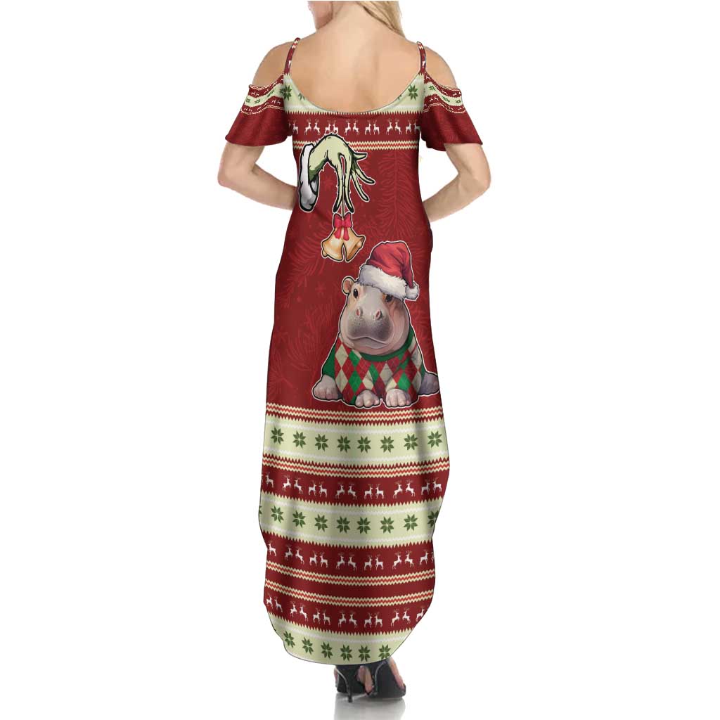 Moo Deng Moo-Ry Christmas Summer Maxi Dress Santa Baby Pygmy Hippo - Wonder Print Shop