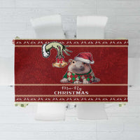 Moo Deng Moo-Ry Christmas Tablecloth Santa Baby Pygmy Hippo - Wonder Print Shop