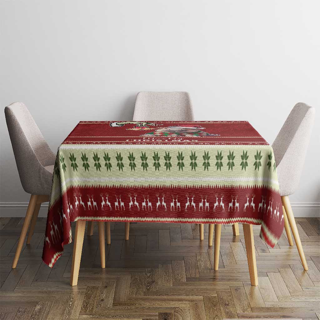 Moo Deng Moo-Ry Christmas Tablecloth Santa Baby Pygmy Hippo - Wonder Print Shop
