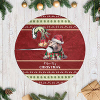 Moo Deng Moo-Ry Christmas Tree Skirt Santa Baby Pygmy Hippo - Wonder Print Shop