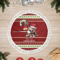 Moo Deng Moo-Ry Christmas Tree Skirt Santa Baby Pygmy Hippo - Wonder Print Shop