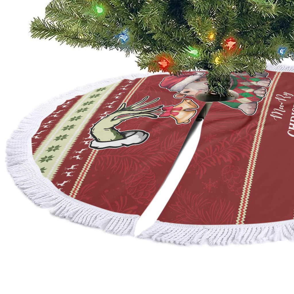 Moo Deng Moo-Ry Christmas Tree Skirt Santa Baby Pygmy Hippo - Wonder Print Shop