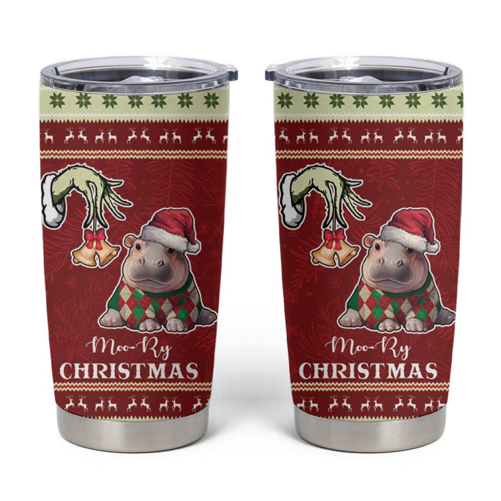 Moo Deng Moo-Ry Christmas Tumbler Cup Santa Baby Pygmy Hippo - Wonder Print Shop