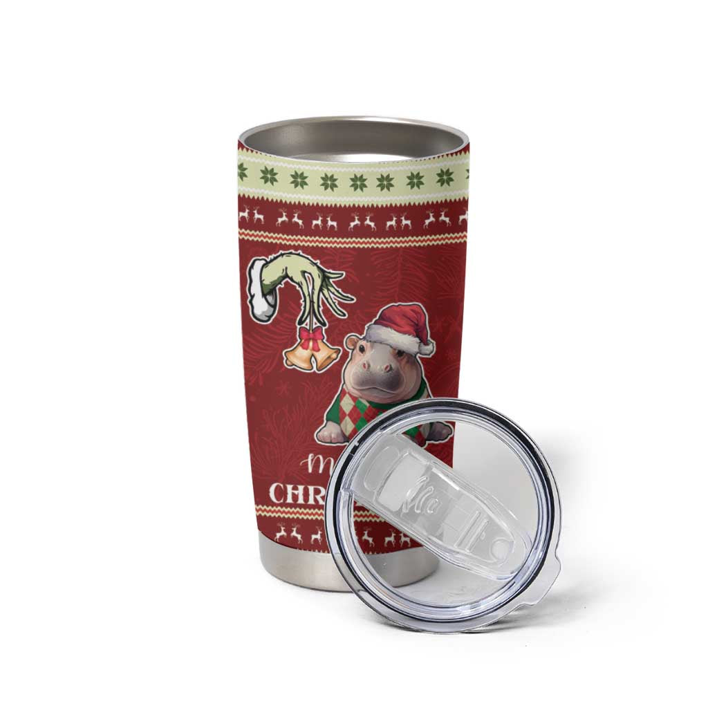 Moo Deng Moo-Ry Christmas Tumbler Cup Santa Baby Pygmy Hippo - Wonder Print Shop