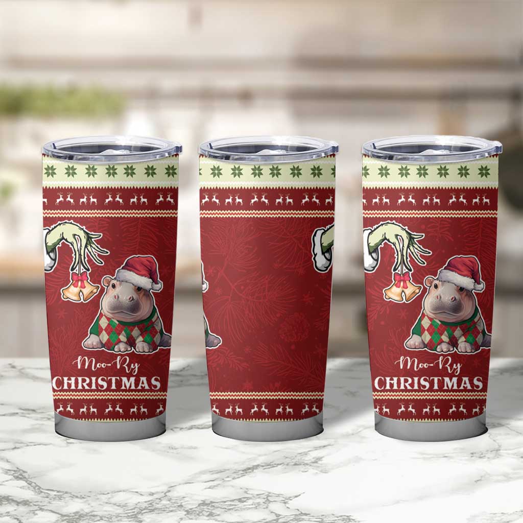 Moo Deng Moo-Ry Christmas Tumbler Cup Santa Baby Pygmy Hippo - Wonder Print Shop