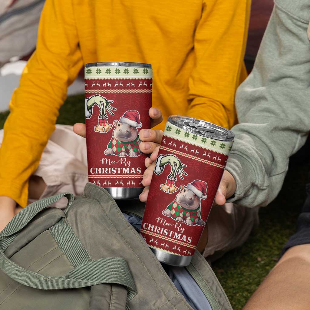 Moo Deng Moo-Ry Christmas Tumbler Cup Santa Baby Pygmy Hippo - Wonder Print Shop