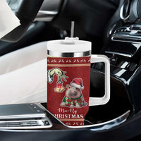 Moo Deng Moo-Ry Christmas Tumbler With Handle Santa Baby Pygmy Hippo - Wonder Print Shop
