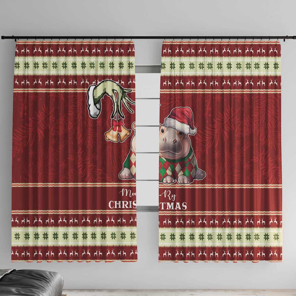 Moo Deng Moo-Ry Christmas Window Curtain Santa Baby Pygmy Hippo - Wonder Print Shop