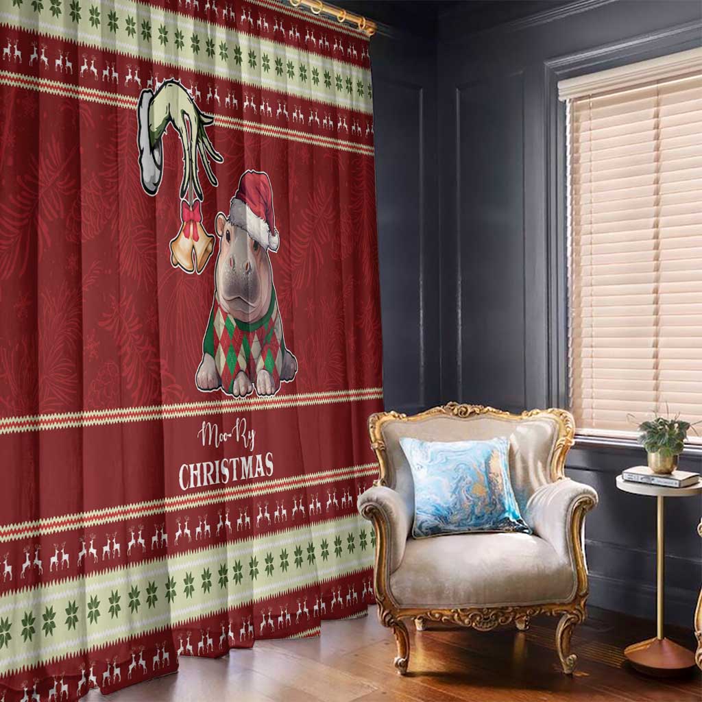 Moo Deng Moo-Ry Christmas Window Curtain Santa Baby Pygmy Hippo - Wonder Print Shop