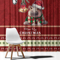 Moo Deng Moo-Ry Christmas Window Curtain Santa Baby Pygmy Hippo - Wonder Print Shop
