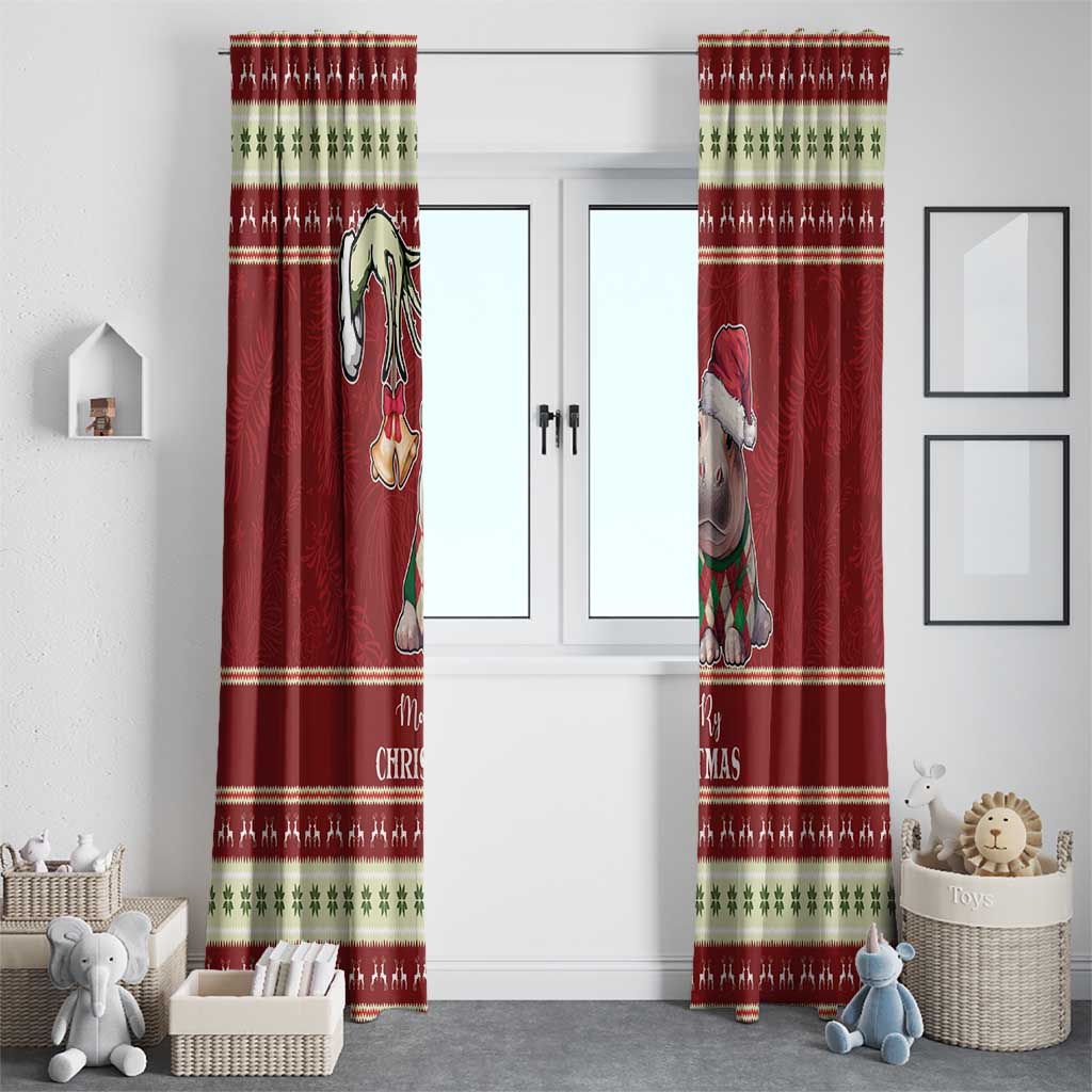 Moo Deng Moo-Ry Christmas Window Curtain Santa Baby Pygmy Hippo - Wonder Print Shop