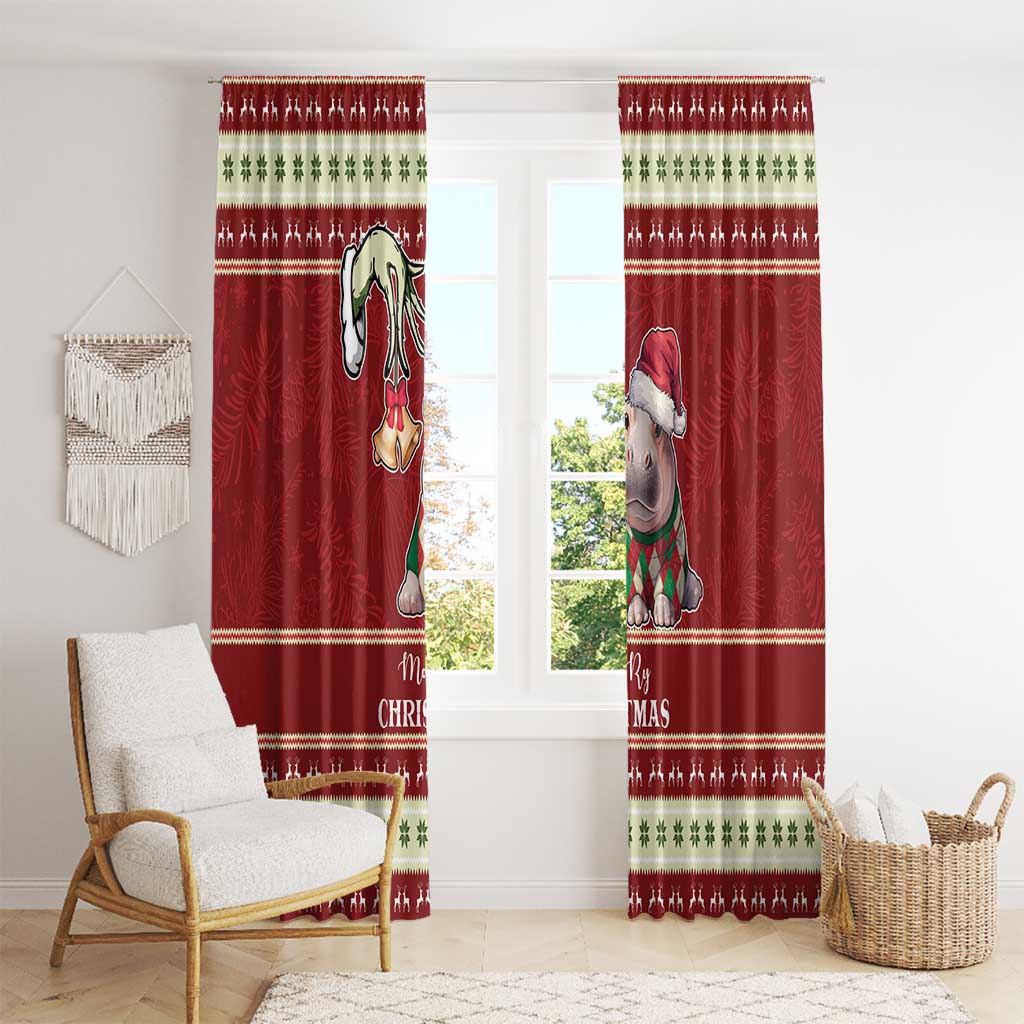 Moo Deng Moo-Ry Christmas Window Curtain Santa Baby Pygmy Hippo - Wonder Print Shop